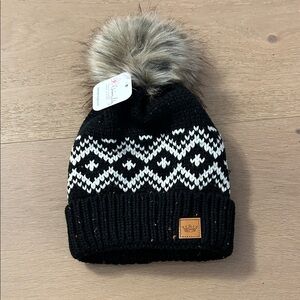 Black and White Pom-Pom Beanie